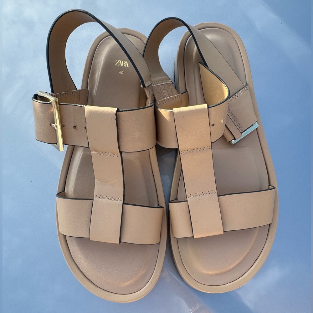 Zara | Brown Strappy Sandals | New Without Tags